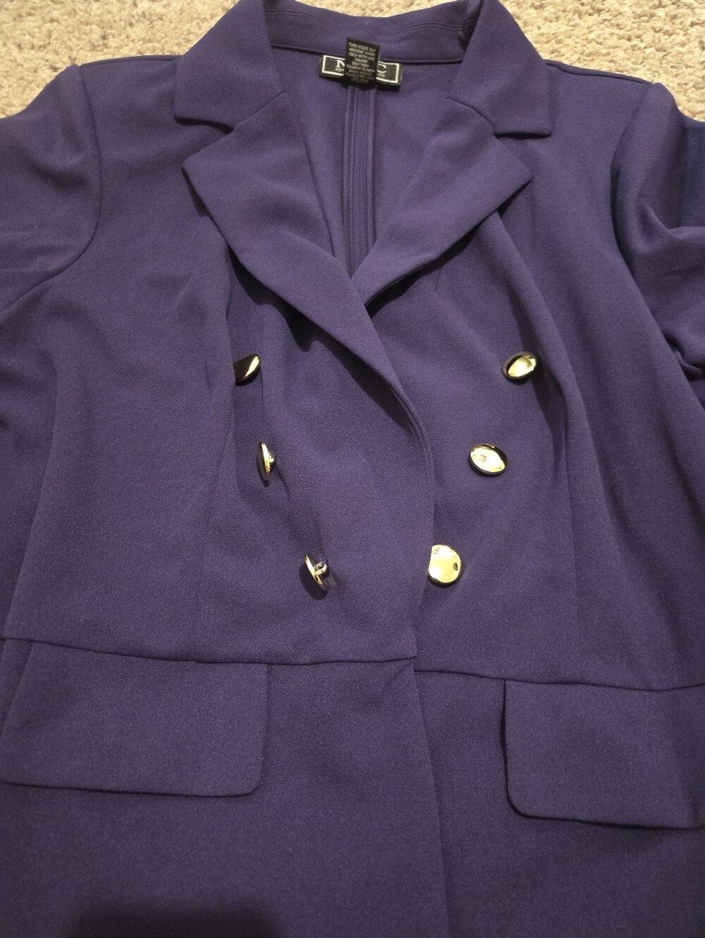 NYCC Womens Navy Double-Breasted Blazer with Gold Buttons - Picture 2 of 6